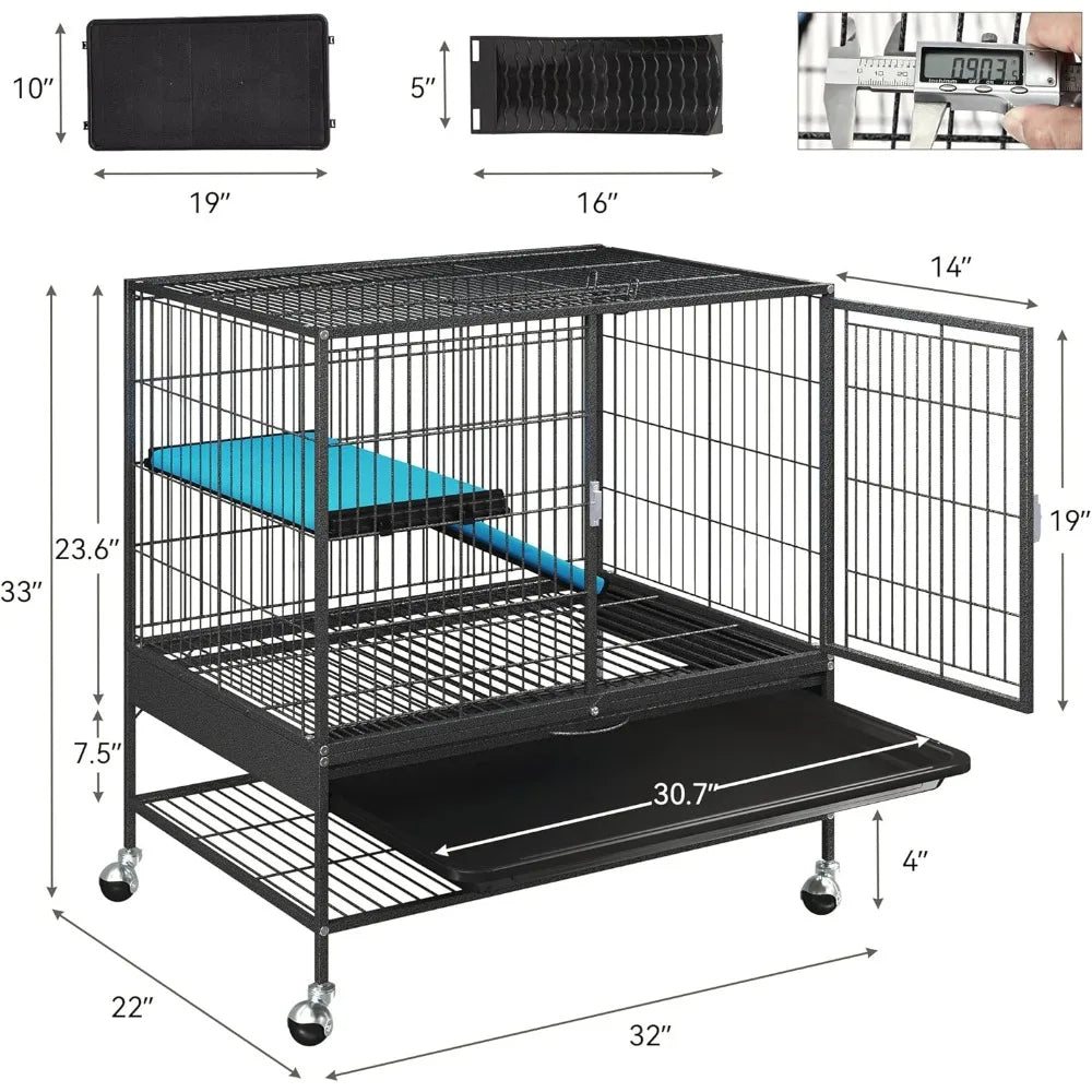 Metal 2-Tiers  Adult Rats/Rabbit/Ferret/Chinchilla/Cats/Guinea Pig/Large Hamster