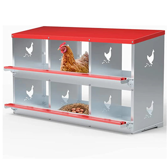 6 Compartment Metal Chicken Nesting Boxes. Wall Mount, Easy Egg Collection Vent