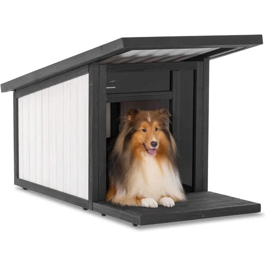 Modern Design Outdoor Waterproof Dog House with Pitched Roof To Fight Against Rain/Snow. Easy Assembly