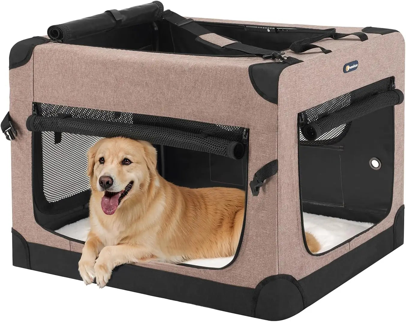 Folding Soft Dog Crate. 4-Door Portable, Collapsible Kennel. Indoor & Outdoor Use,