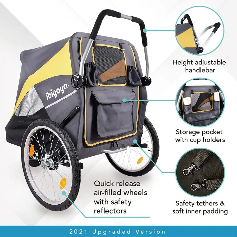 Pet Stroller for One Large/2 Medium Dogs - Easy To Carry Stroller -