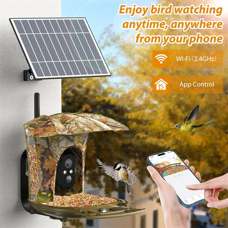 Auto Capture Camera, 6W Solar Panel. Bird House with 64G Card