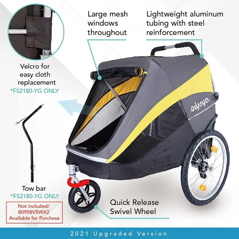 Pet Stroller for One Large/2 Medium Dogs - Easy To Carry Stroller -