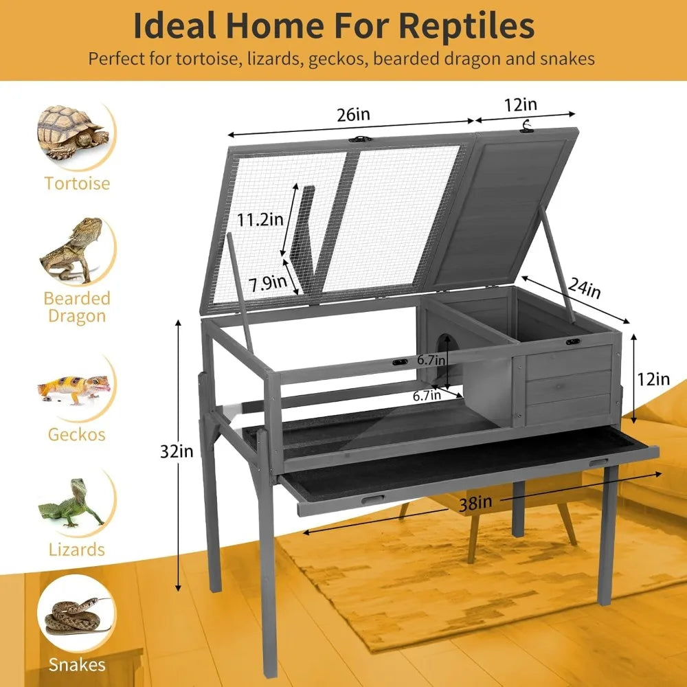 Indoor & Outdoor, Wooden Tortoise/Small Animal House with Detachable Legs.