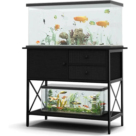 40-50 Gallon Metal Fish,Turtle/Reptile Tank Stand with Cabinet for Storage.