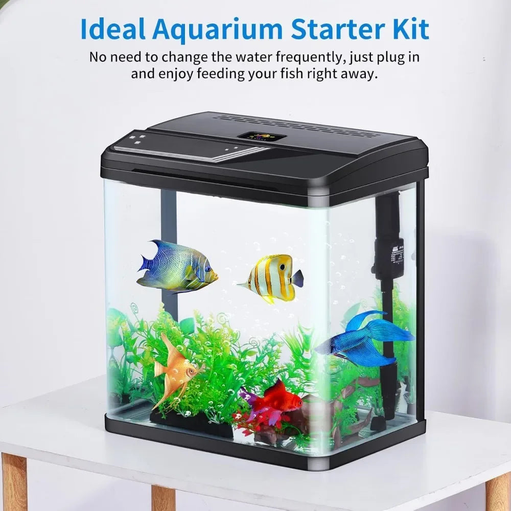 4 Gallon Glass Mini Aquarium Starter Kit. Desktop for Shrimp/Goldfish. Filter, Pump, LED Light