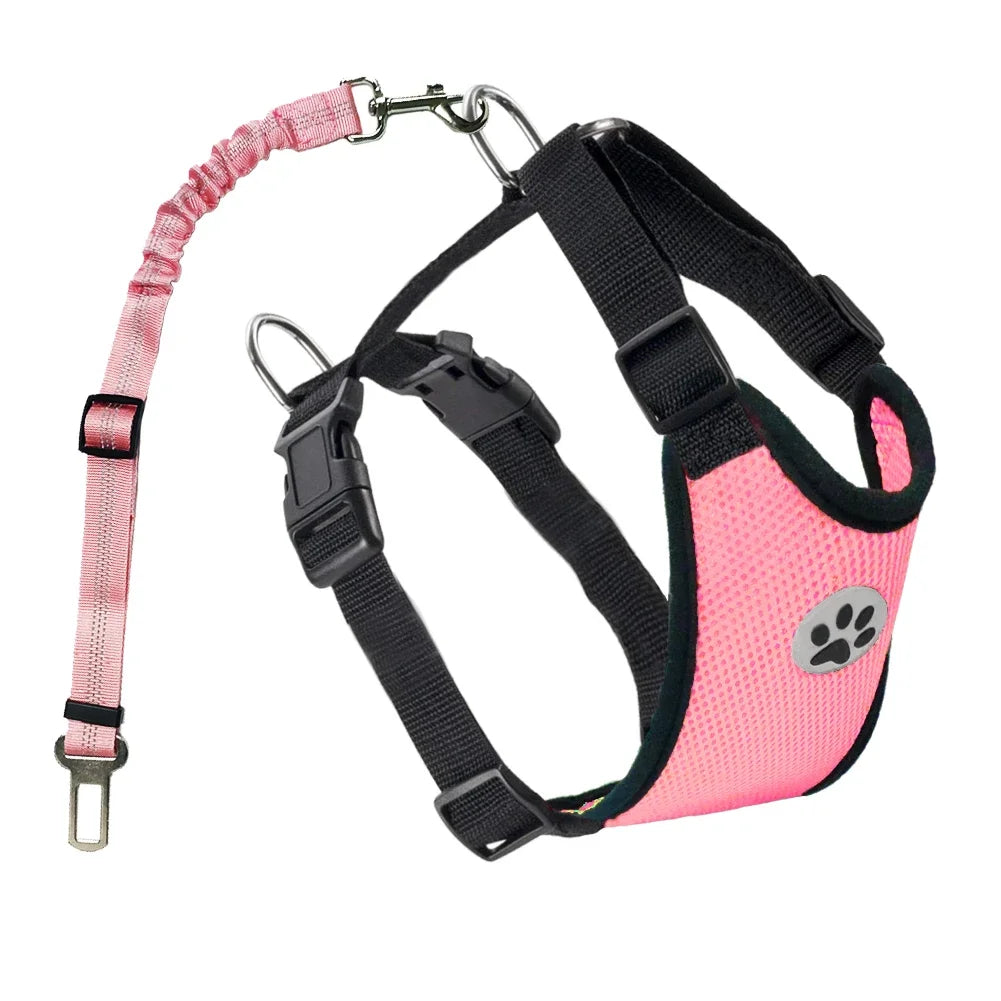 Dog Seatbelt Harness Breathable Mesh. Adjustable