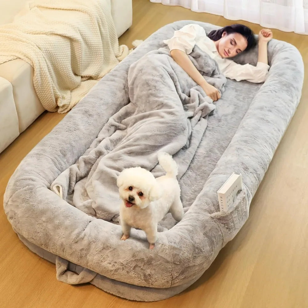 71" Human Dog Bed for Adults. Removable Cover, Washable, Waterproof, Orthopedic Design