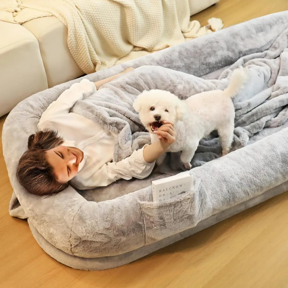 71" Human Dog Bed for Adults. Removable Cover, Washable, Waterproof, Orthopedic Design