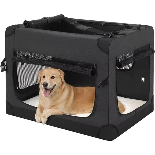 Folding Soft Dog Crate. 4-Door Portable, Collapsible Kennel. Indoor & Outdoor Use,