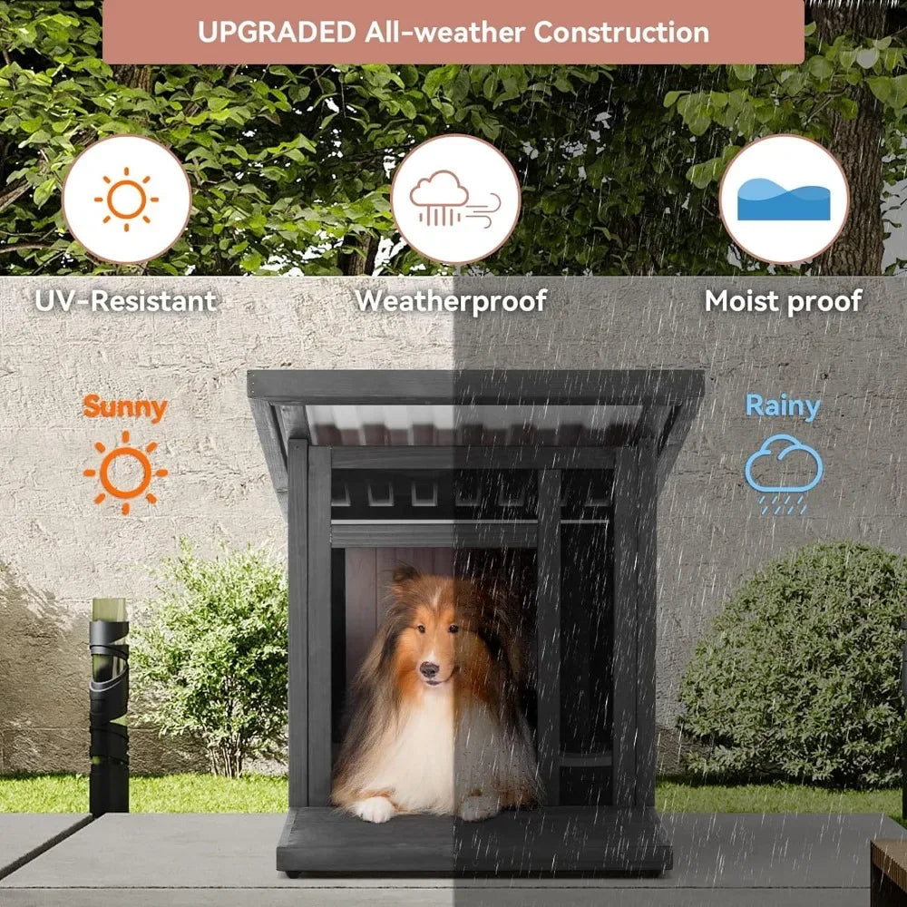 Modern Design Outdoor Waterproof Dog House with Pitched Roof To Fight Against Rain/Snow. Easy Assembly