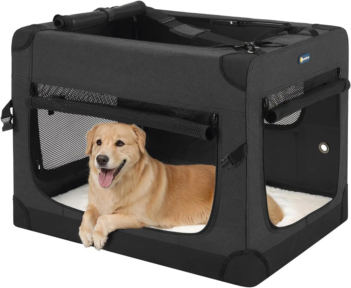 Folding Soft Dog Crate. 4-Door Portable, Collapsible Kennel. Indoor & Outdoor Use,