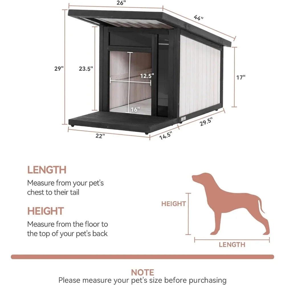 Modern Design Outdoor Waterproof Dog House with Pitched Roof To Fight Against Rain/Snow. Easy Assembly