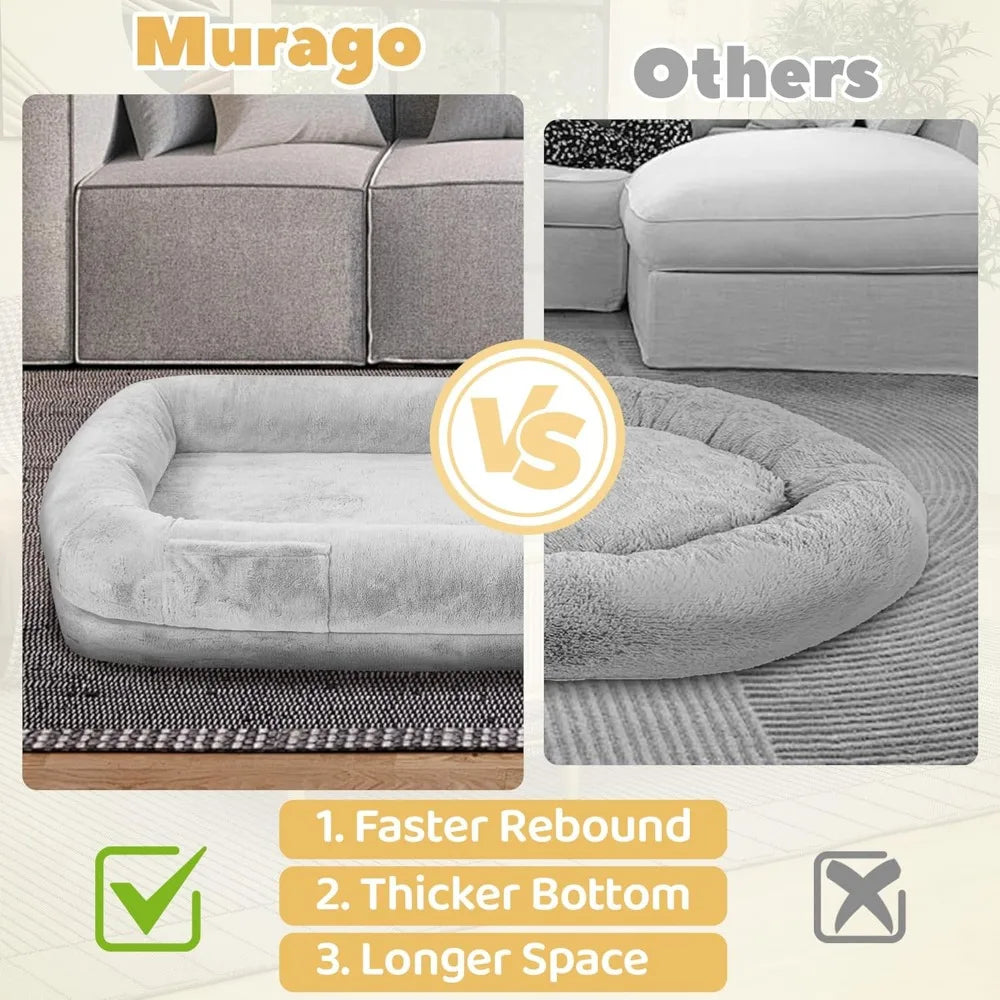 71" Human Dog Bed for Adults. Removable Cover, Washable, Waterproof, Orthopedic Design