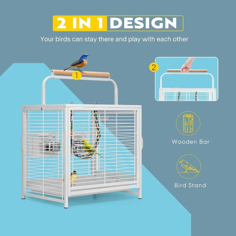 19 Inch Wrought Iron Bird Travel Carrier Cage