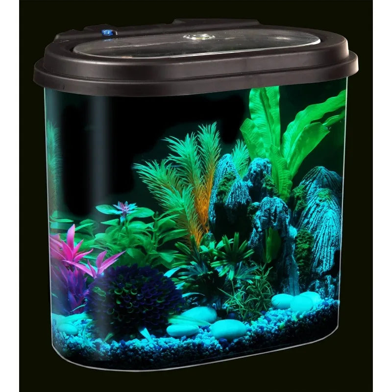 4.5-Gallon Aquarium Starter Kit with Full Filtration and LED Lighting - 7 Dazzling Colors to Select