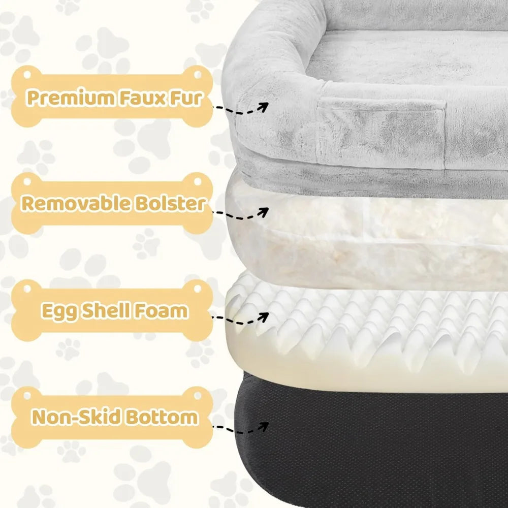 71" Human Dog Bed for Adults. Removable Cover, Washable, Waterproof, Orthopedic Design