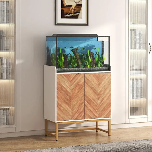 Small Aquarium Stand With Doors, Adjustable Shelves.Can also be used as Sideboard Coffee Bar Cart,