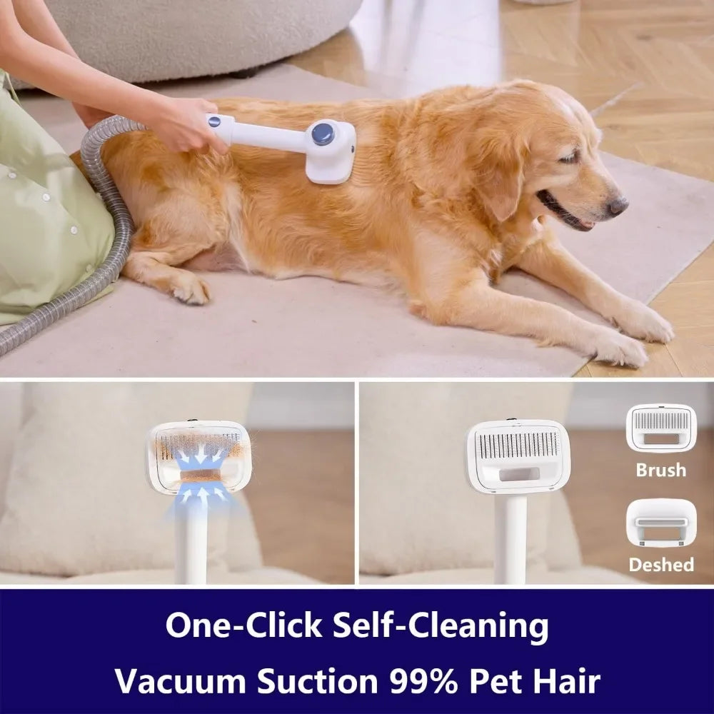 Dog Grooming Kit: 2.5L Professional Vacuum Groomer with Clippers and Shedding Brush