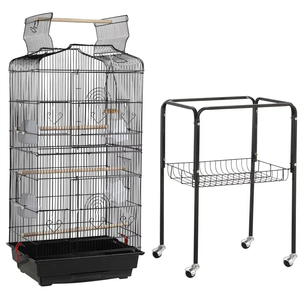 64" H Metal Rolling  Birdcage with Slide-Out Tray/Open Top.