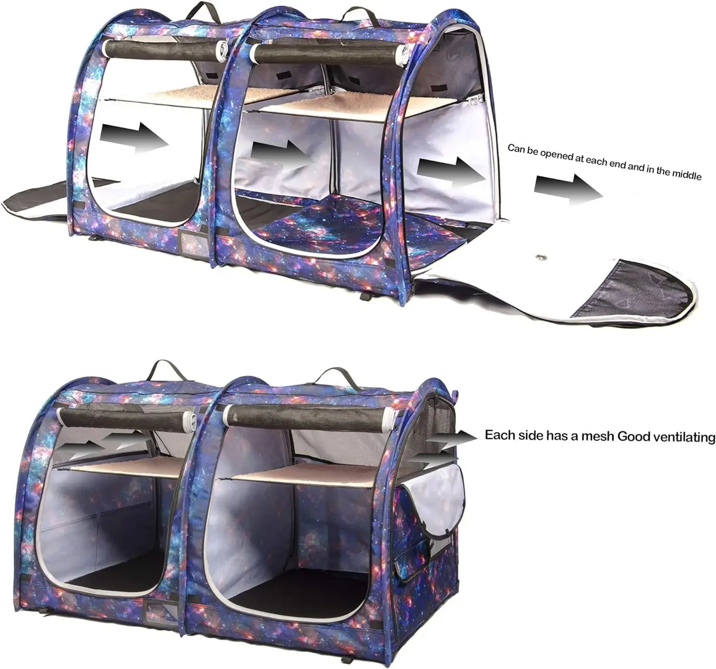 Portable Twin Compartment Condo. Easy to Fold & Carry.  Comfy Puppy Home