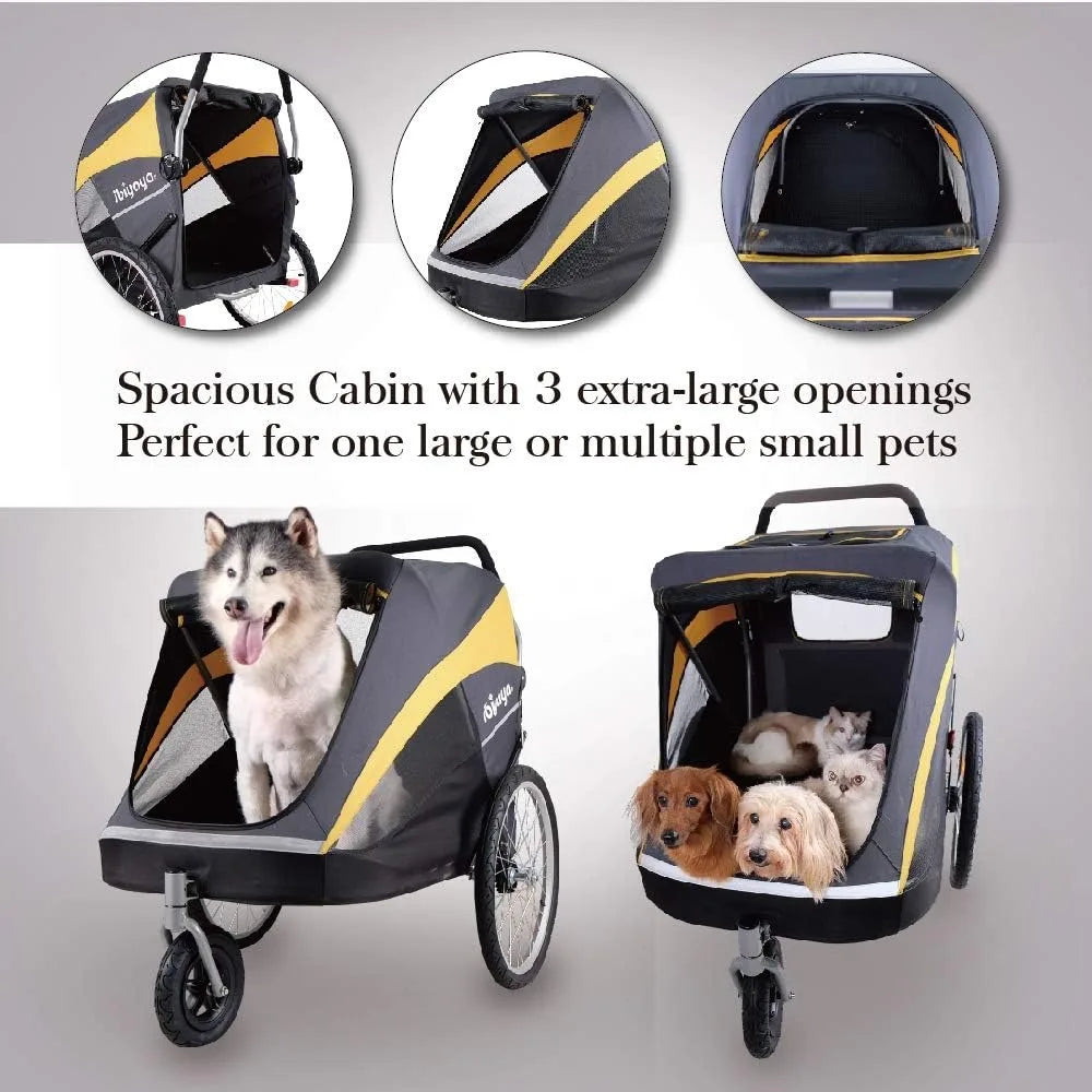 Pet Stroller for One Large/2 Medium Dogs - Easy To Carry Stroller -