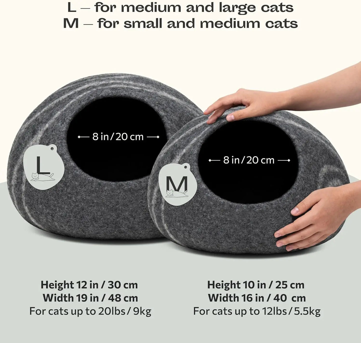 Premium Felt Handmade 100% Merino Wool Bed for Cats and Kittens