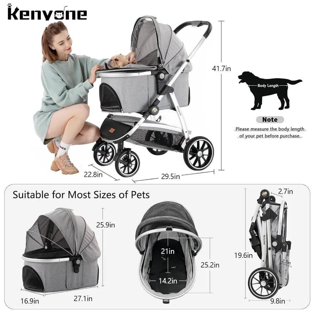 3 in 1 Dog Stroller for Medium Small Size Dogs