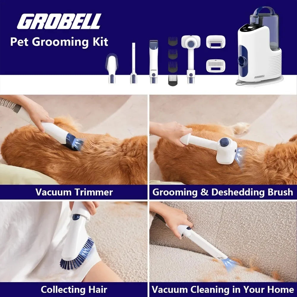 Dog Grooming Kit: 2.5L Professional Vacuum Groomer with Clippers and Shedding Brush