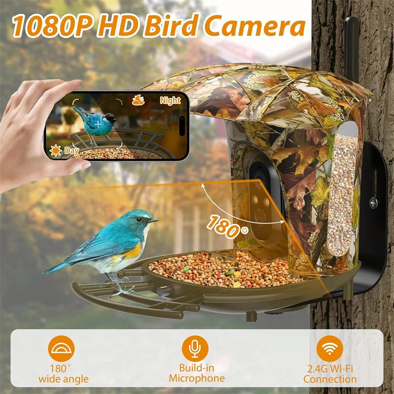 Auto Capture Camera, 6W Solar Panel. Bird House with 64G Card