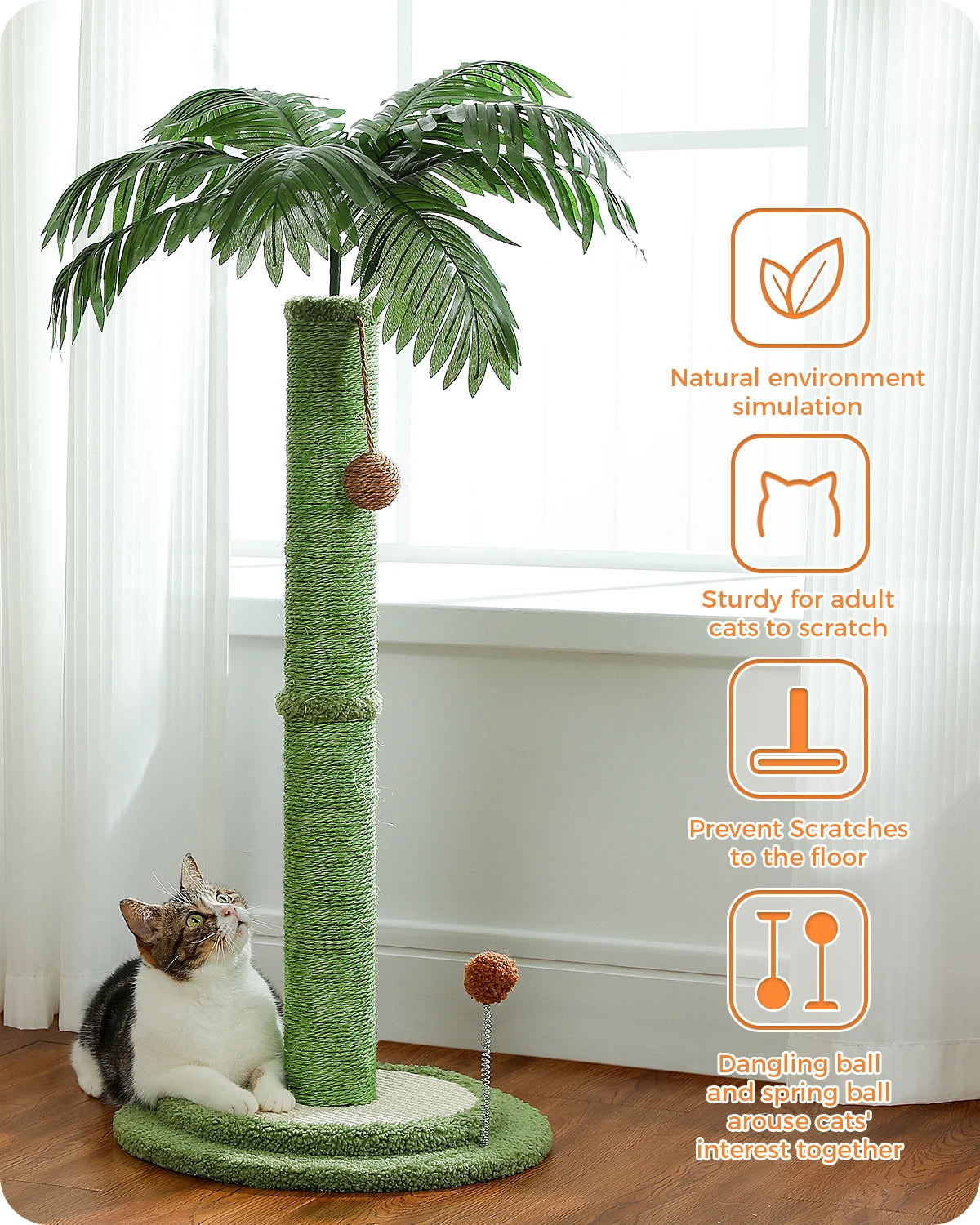 Cat Scratching Post. Interactive Balls, Sisal Covered Posts, Indoor