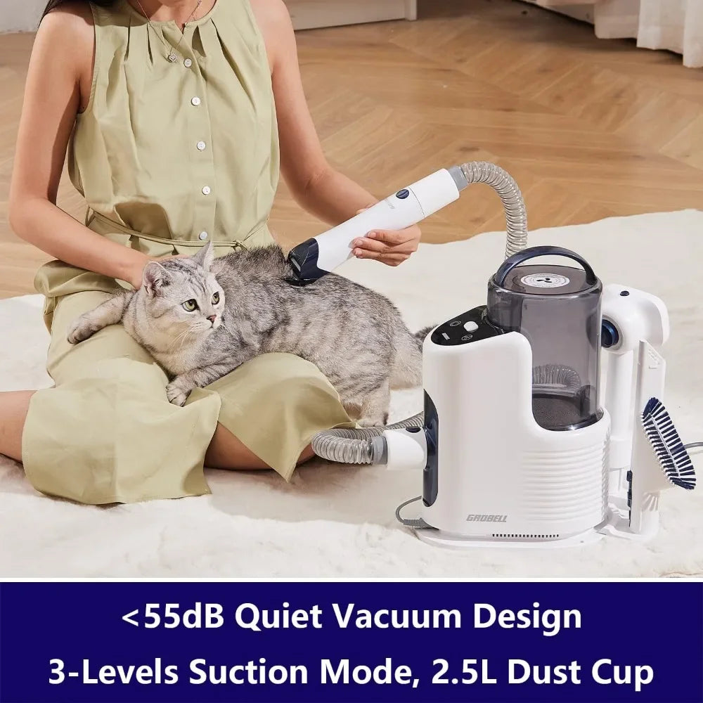 Dog Grooming Kit: 2.5L Professional Vacuum Groomer with Clippers and Shedding Brush