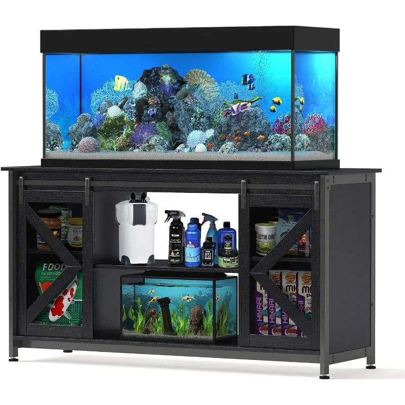 75-90 Gallon Fish Tank Stand with Cabinet, Heavy Duty Metal