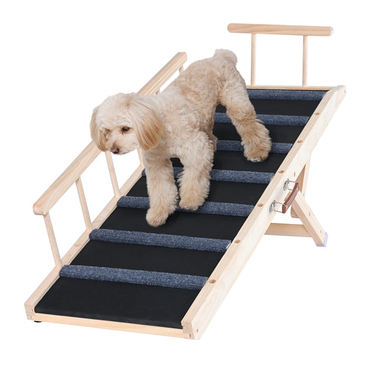 Anti-slip Adjustable Wooden Pet Ramp. Folding