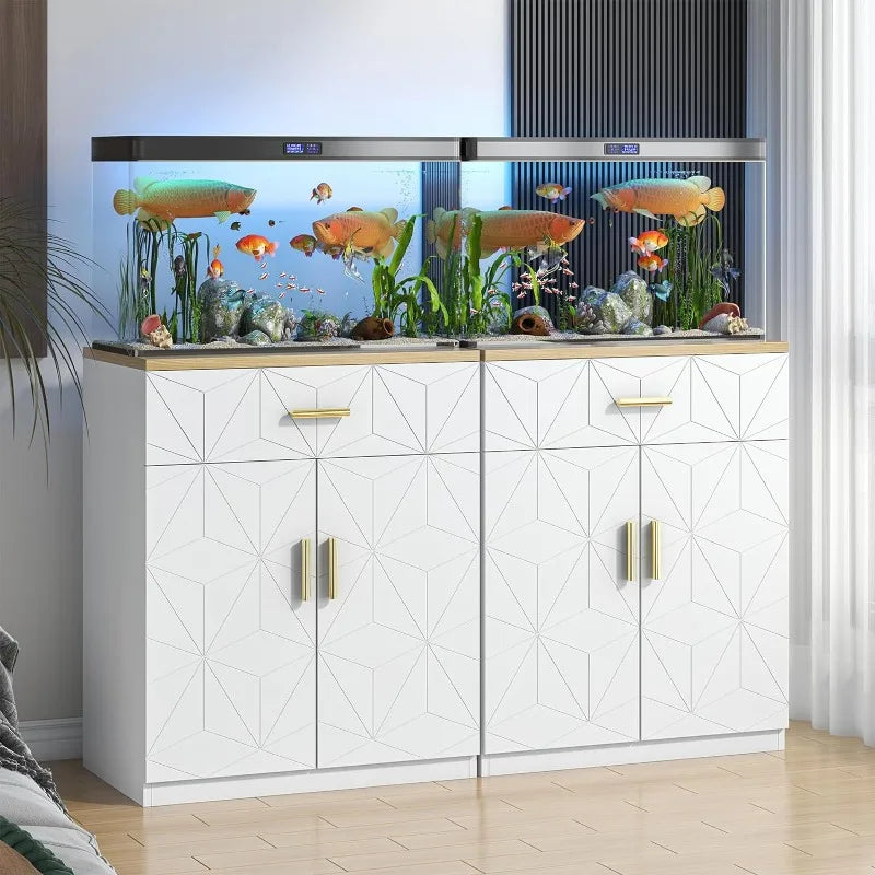 Small Aquarium Stand With Doors, Adjustable Shelves.Can also be used as Sideboard Coffee Bar Cart,