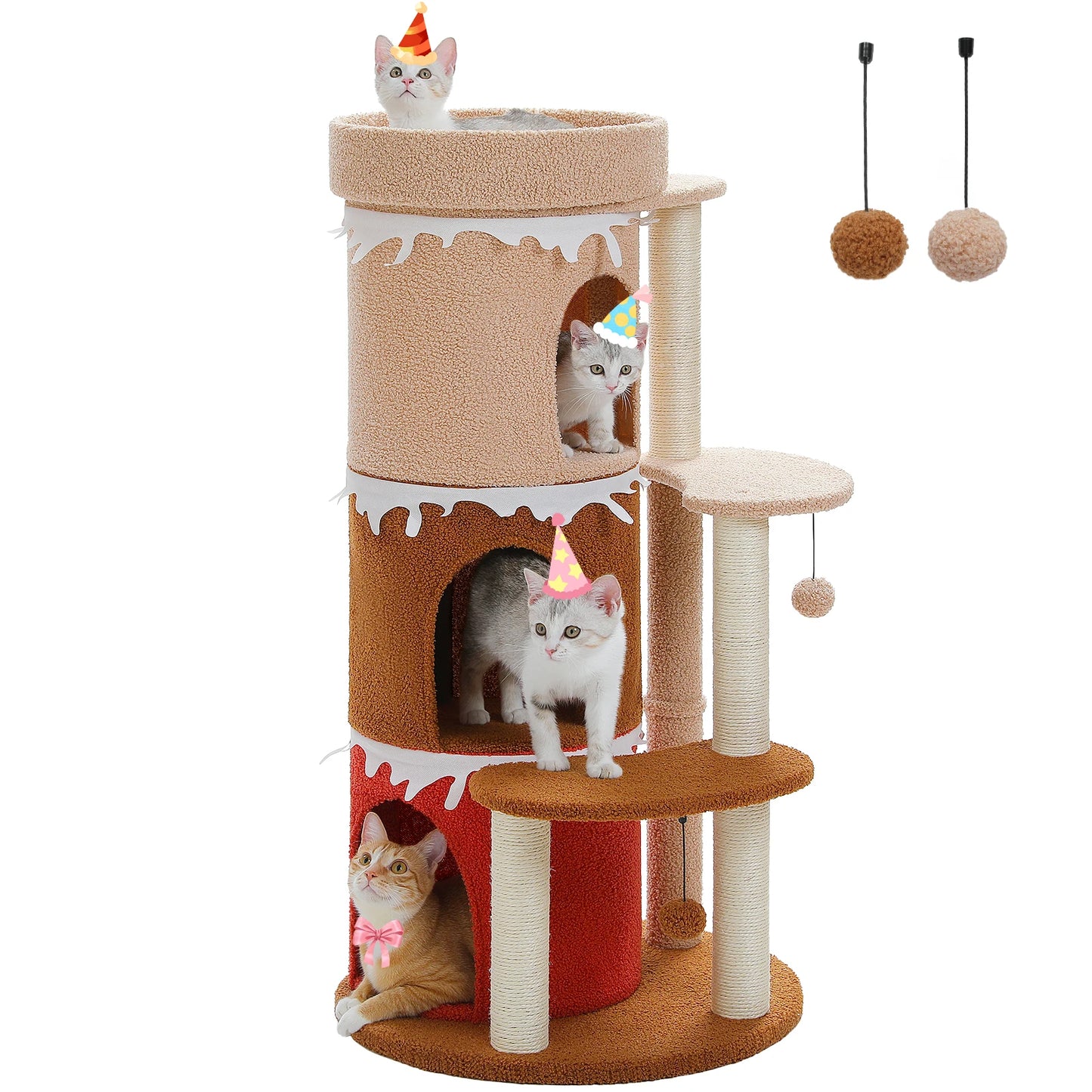 Cat Tower House with Large Top Perch. Sisal Covered Scratching Posts/Indoor