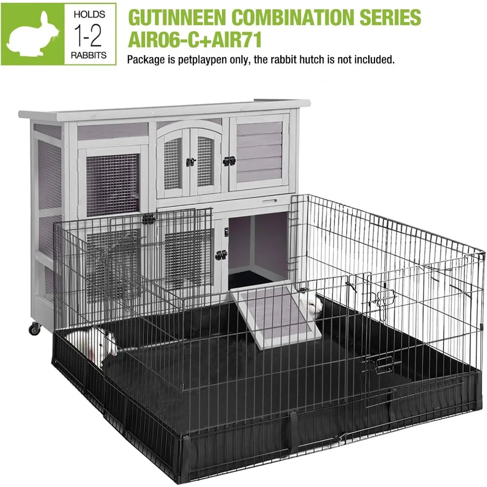 Indoor Outdoor Bunny House on Wheels with Plastic Tray