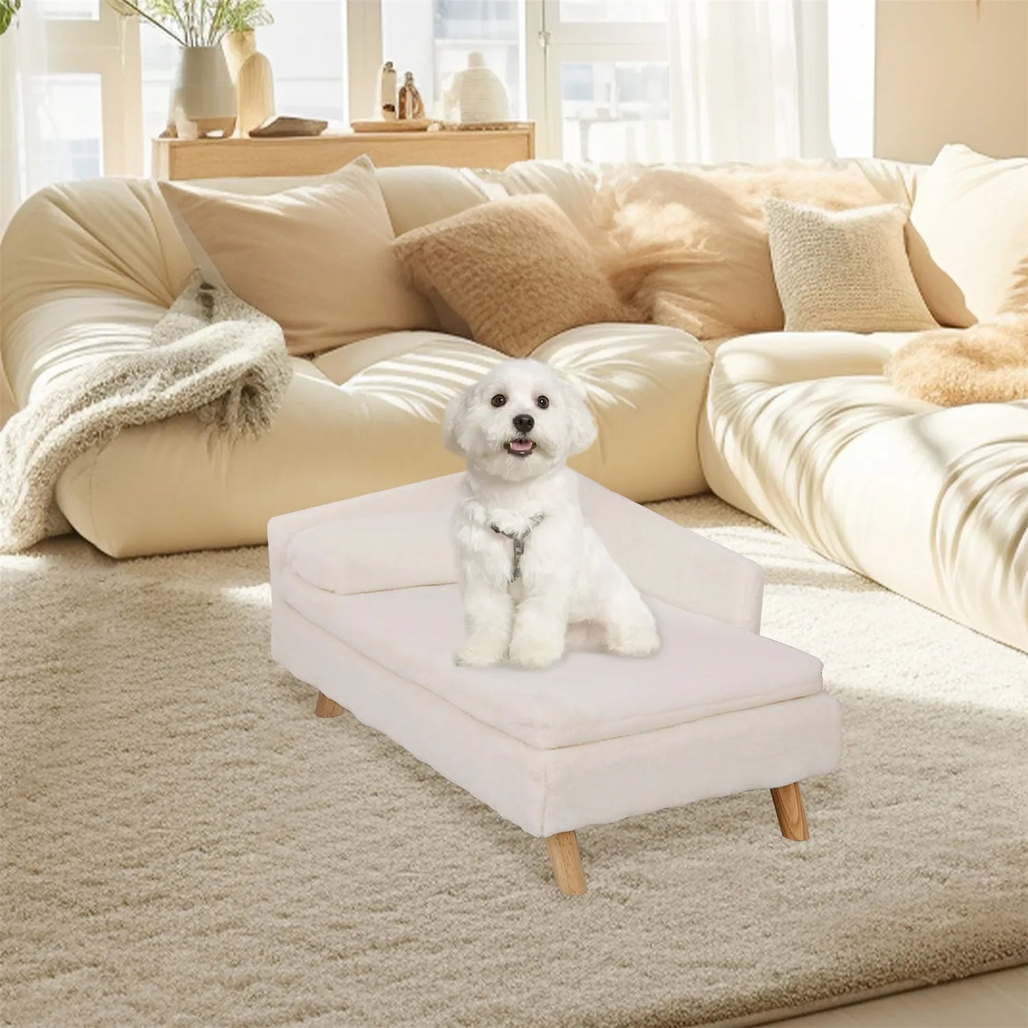 Nordic Elevated Pet Bed. Waterproof, Sturdy Wood Legs.