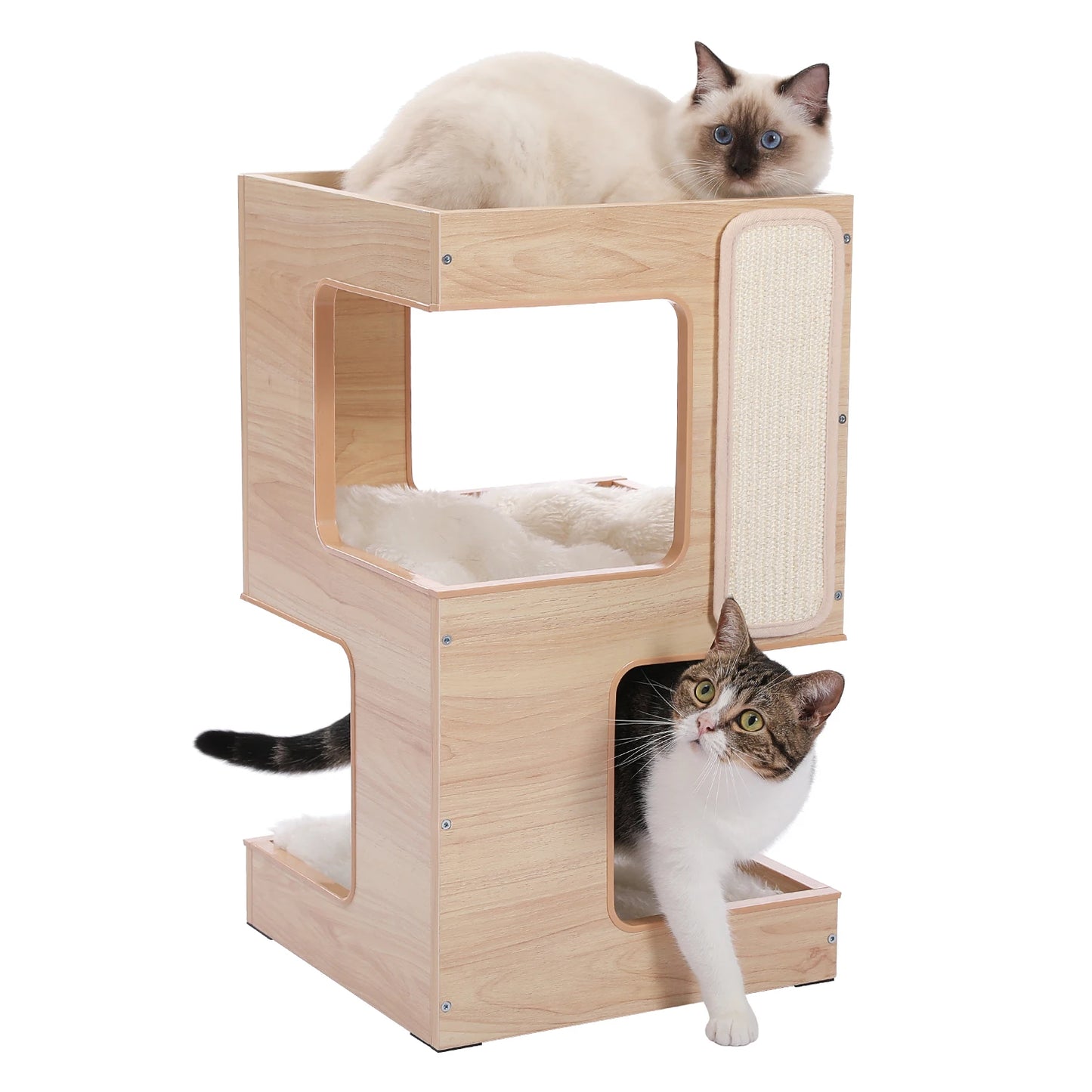 Modern 3 Levels Spacious Cat Tree with Scratcher Board