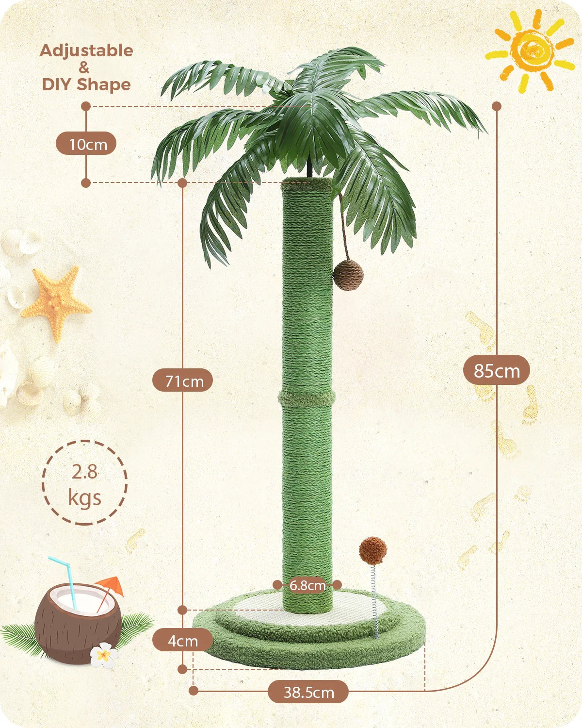 Cat Scratching Post. Interactive Balls, Sisal Covered Posts, Indoor