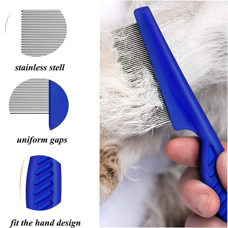 4Pcs Grooming Kit. Tear Stain Remover, Combs, Pet Nail Clipper, Double-Sided Shampoo Bath Brush.