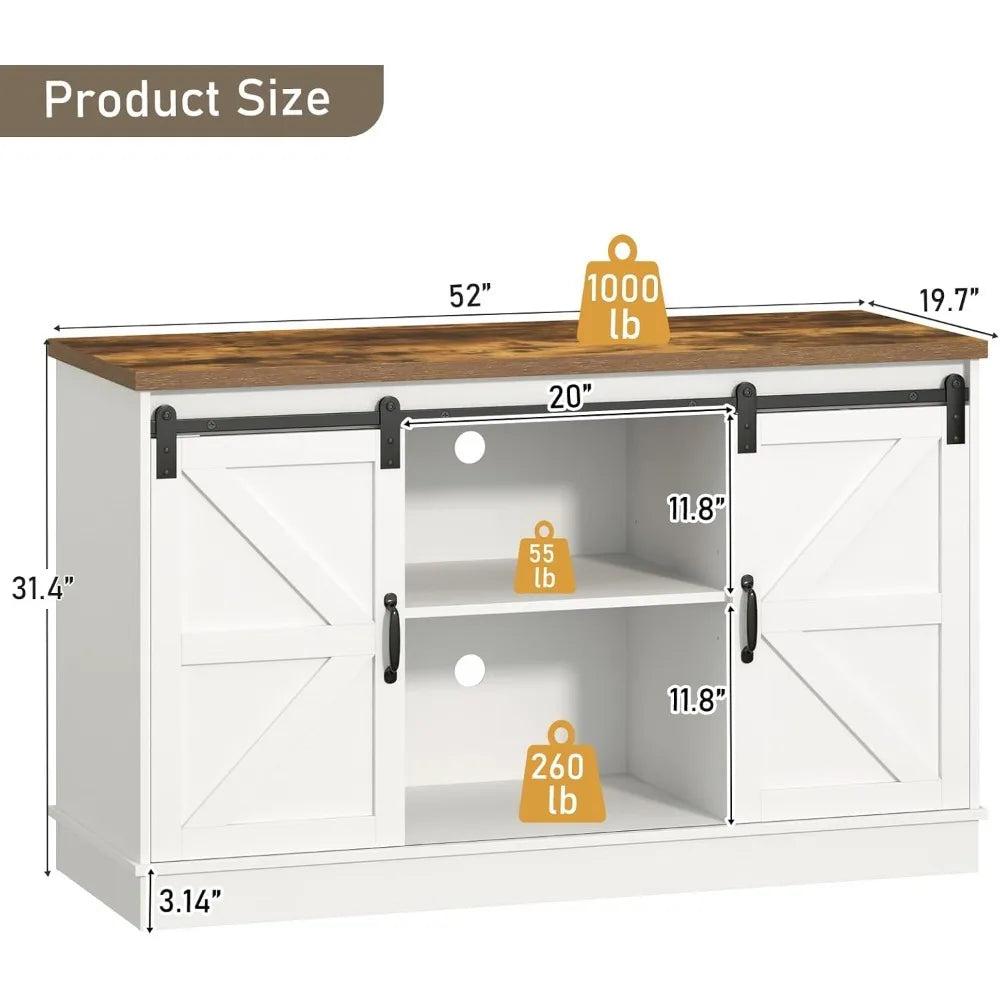 Farmhouse 55-75 Gallon Fish Tank Stand with Power Outlet, Cabinet & Sliding Barn Door.