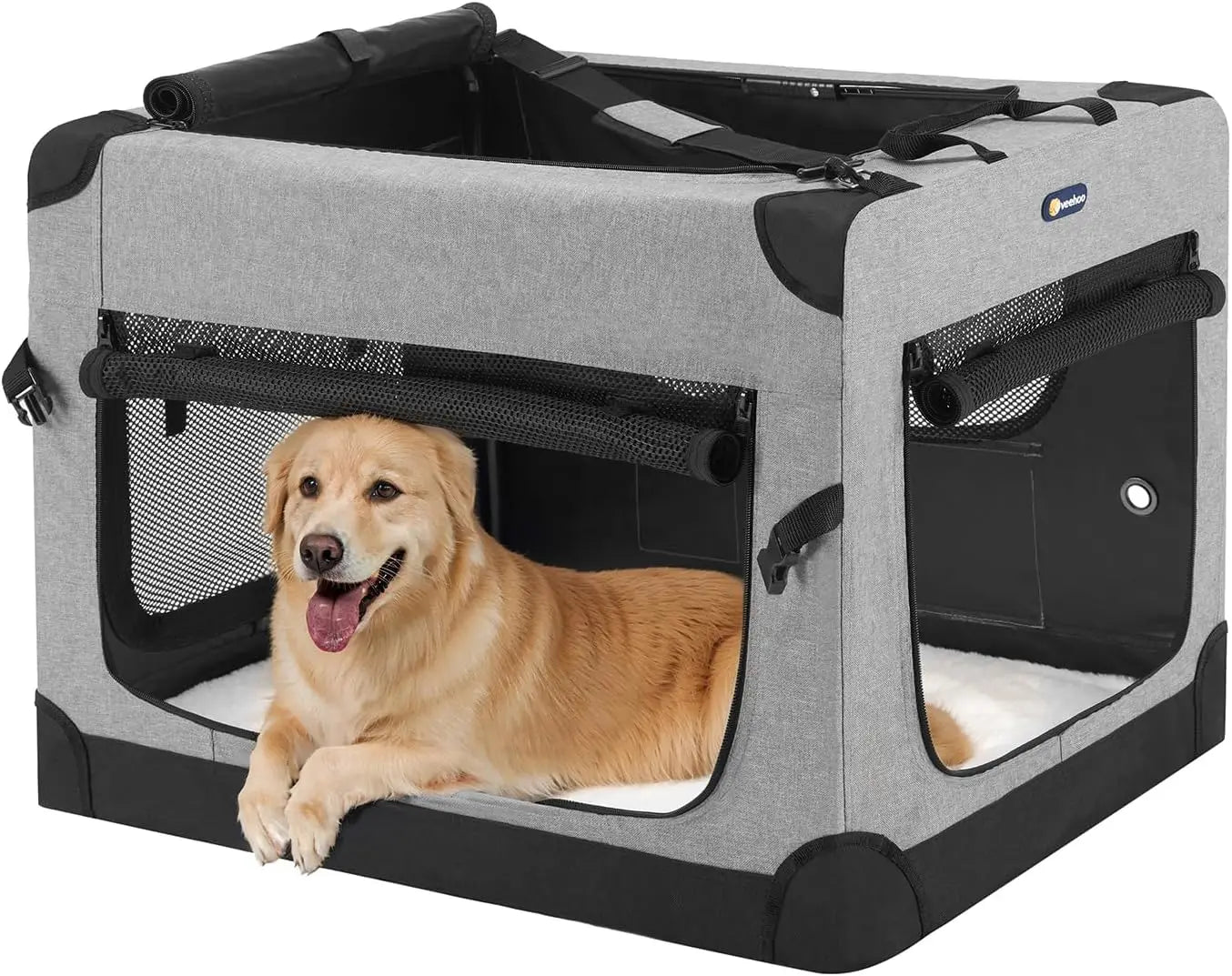 Folding Soft Dog Crate. 4-Door Portable, Collapsible Kennel. Indoor & Outdoor Use,