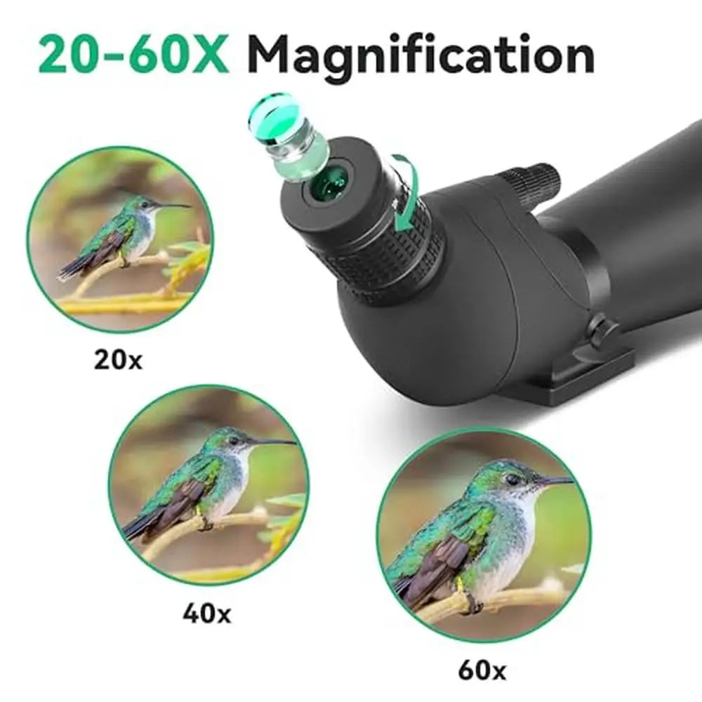 High Definition Waterproof Spotting Scope 20-60x85 with Tripod Phone Holder Carry Bag Ideal Bird Watching Wildlife Observation