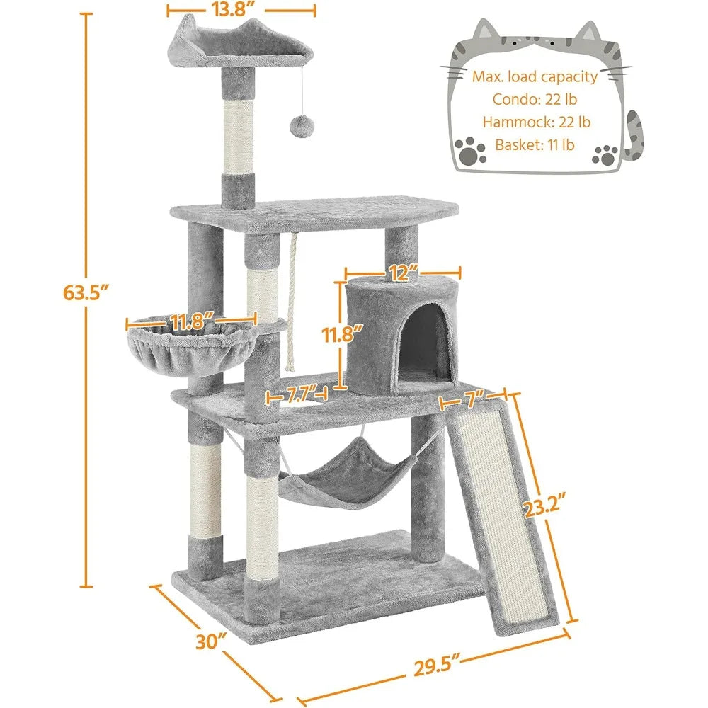 Cat Tower for Indoor Cats 63.5inch. Scratching Posts