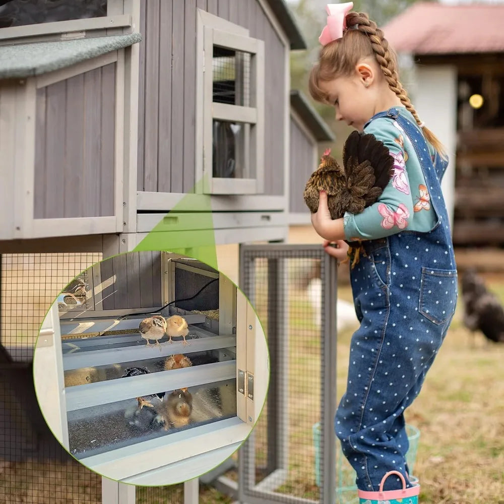 Foldable Hen House with Nesting Box and Run for 4-6 Chickens 26ft²-Super Easy to Assemble