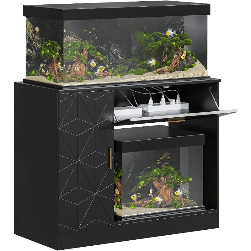 Small Aquarium Stand With Doors, Adjustable Shelves.Can also be used as Sideboard Coffee Bar Cart,