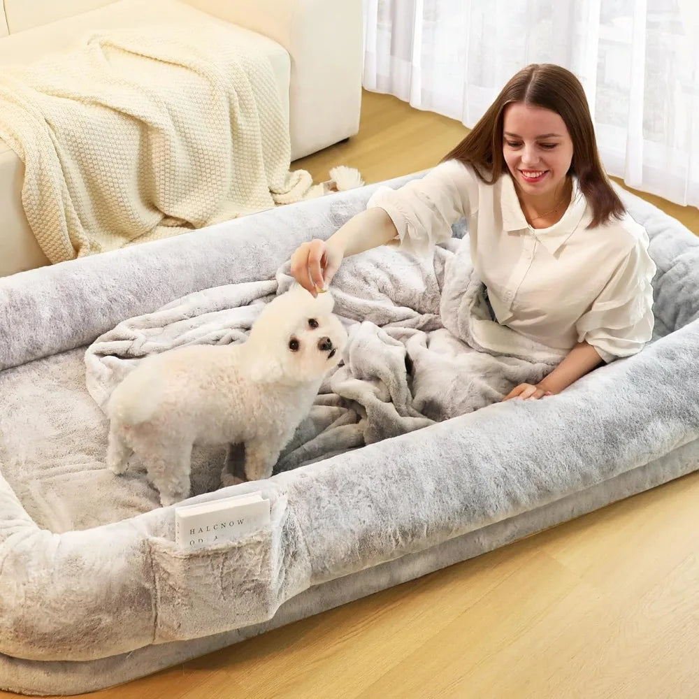 71" Human Dog Bed for Adults. Removable Cover, Washable, Waterproof, Orthopedic Design